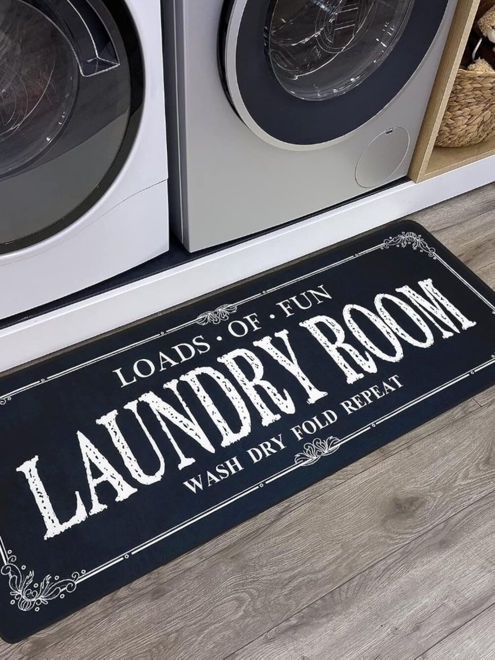 Non Slip Laundry Runner Rug - Farmhouse Kitchen Floor Mat for Mudroom and Bathro